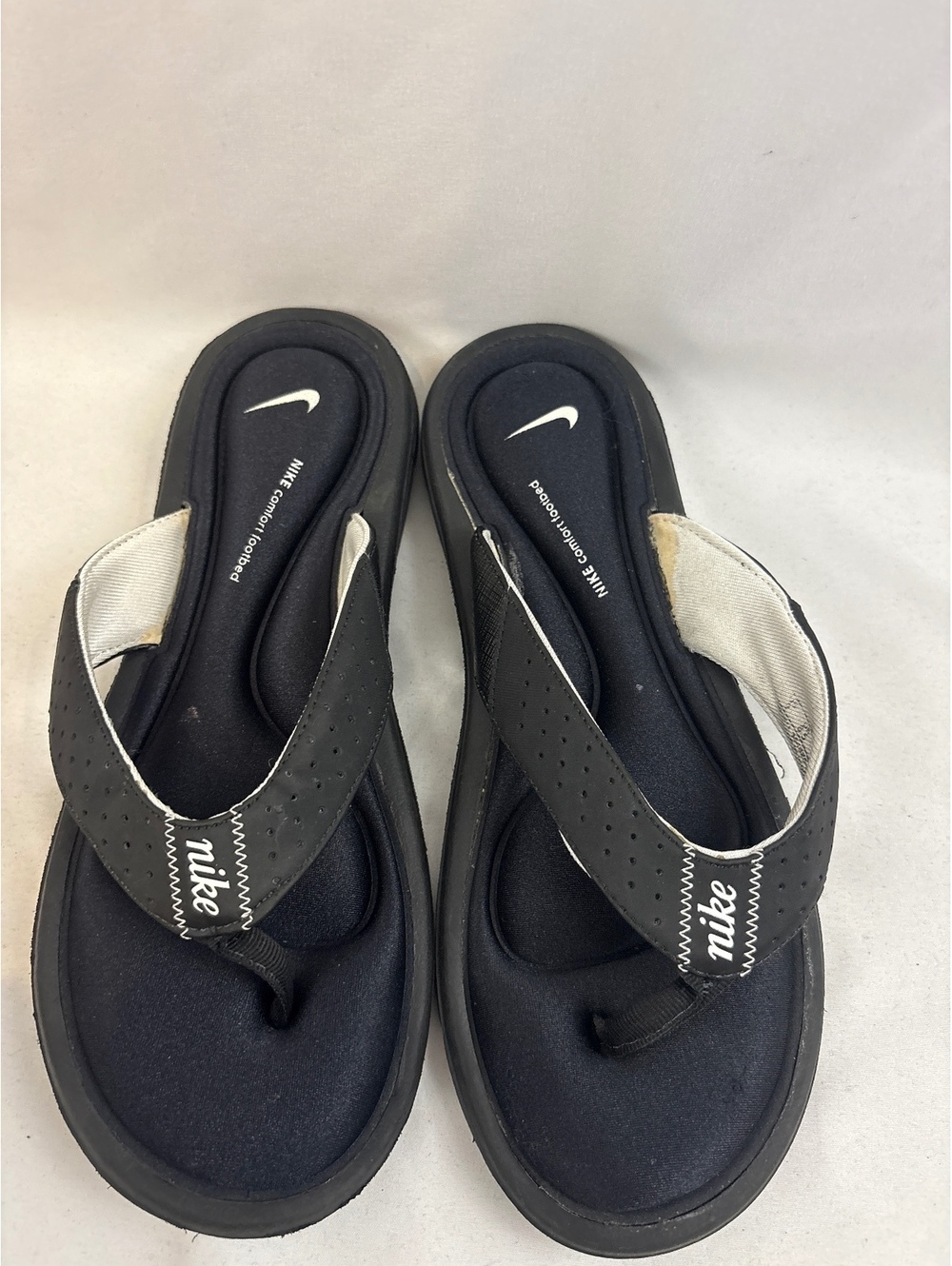 NIKE Ultra Comfort Footbed All Black Flip Flops Sandals 354925-011 Womens 9